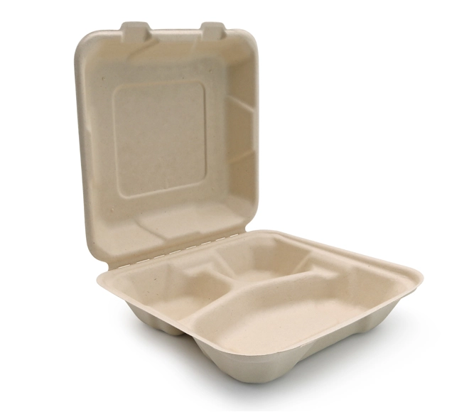 800 ml Bamboo Fiber 3 Compartment Disposable Lunch Box