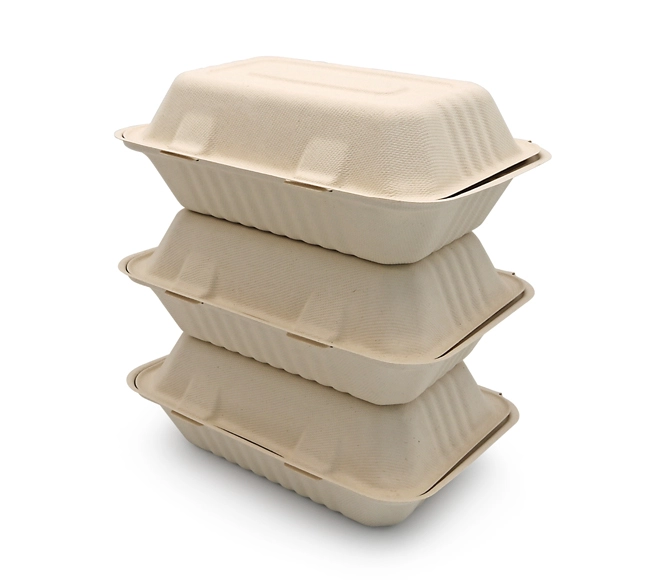 900 ml Bambusfaser-Einweg-Muschelschalen-Mitnahmebox - Top View