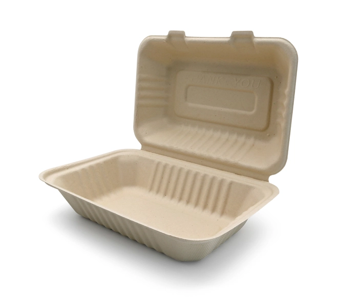 900 ml Bamboo Fiber Disposable Clamshell Take out Box